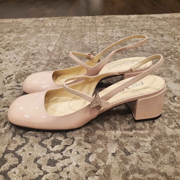Prada Cipria Nude Patent Leather Mary Jane Slingback Pumps 39 - Picture 8 of 12